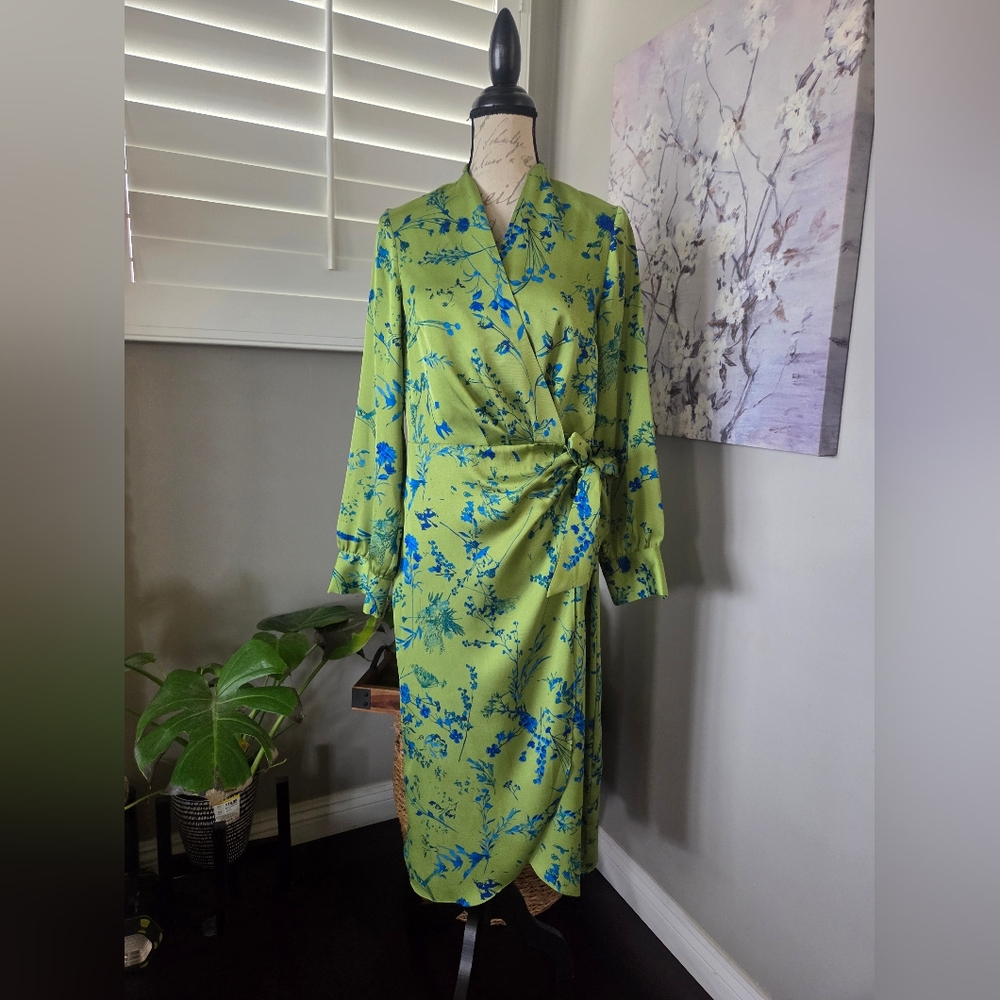 Floral Green and Blue Kimono Dress